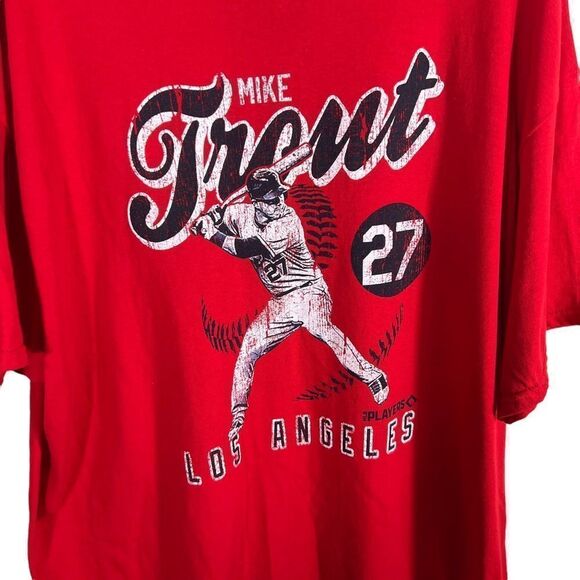 MLB Mike Trout Los Angeles Angels Red Short Sleeve T Shirt - Picture 4 of 6